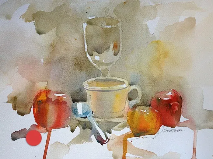 Still Life with Mug and Spoon, watercolor on paper, 2013