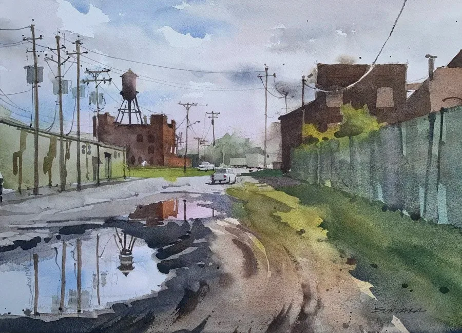 Loose watercolor of King Ave and E 38th St