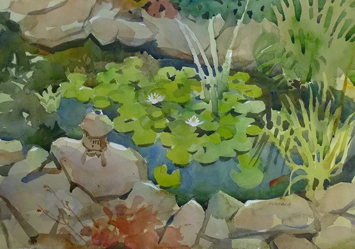 Pond Study, watercolor on paper, 2013