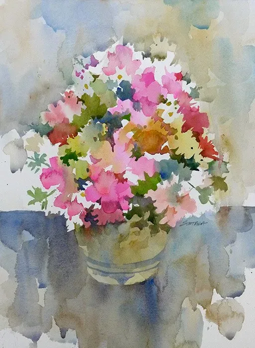 Floral Still Life, watercolor on paper, 2013