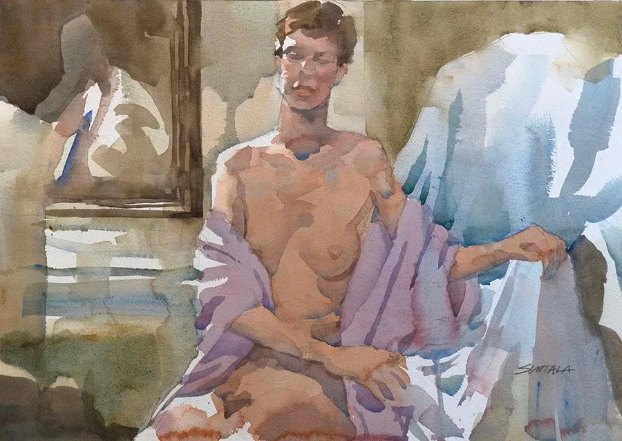 Seated woman with drapery