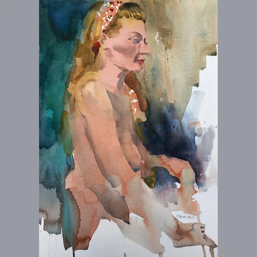 Nude seated woman