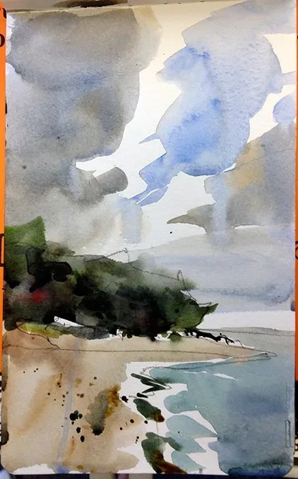 Lake Erie Beach2, watercolor on paper, 2013