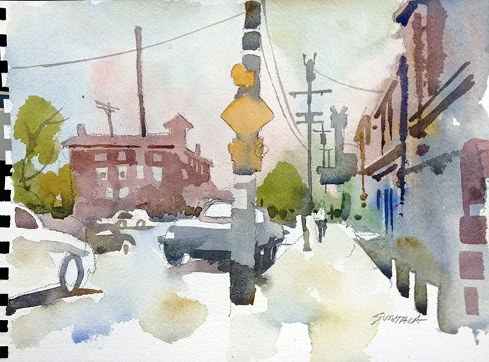 Mayfield Road Abstraction, watercolor on paper, 2013