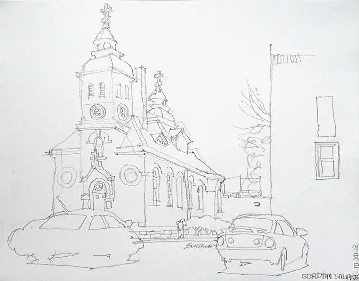 Gordon Square, pencil on paper, 2013