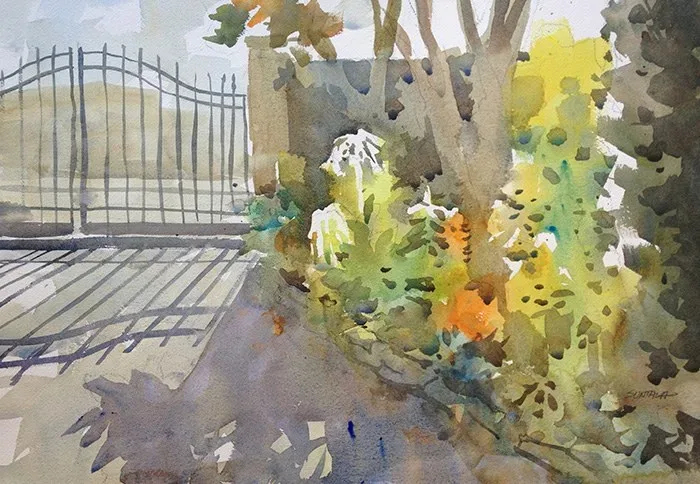 Gardenview Gates, watercolor on paper, 2013