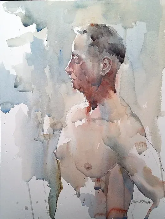 Nude profile of a man