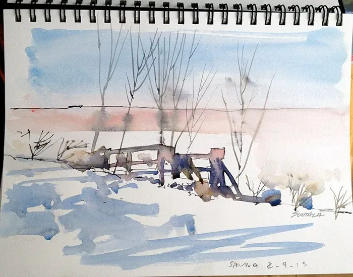Lake Erie at Winter, watercolor on paper, 2013