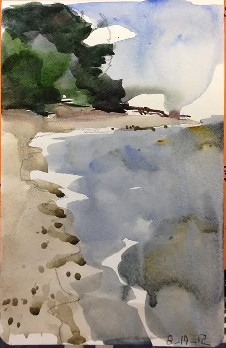 Lake Erie Beach, watercolor on paper, 2013