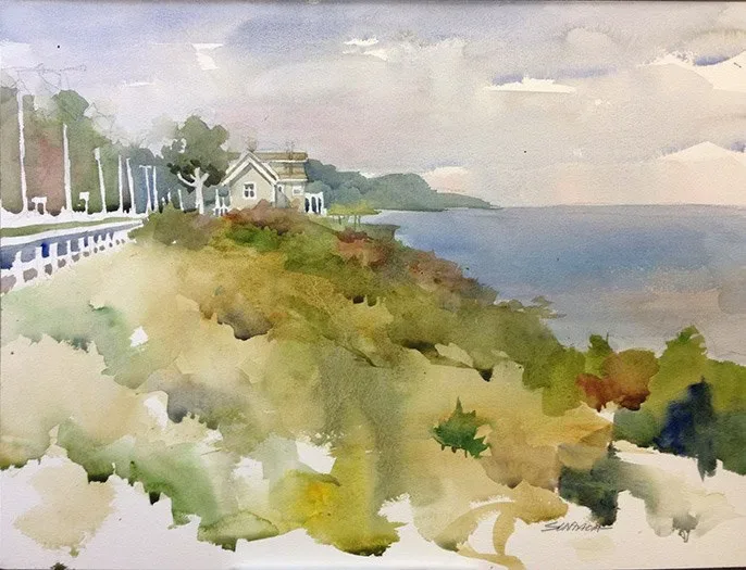 Shoreline of Lake Erie, watercolor on paper, 2013