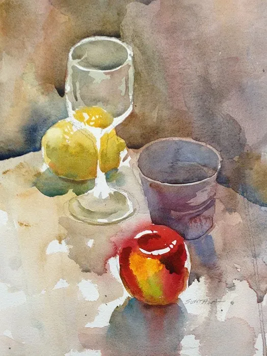 Still Life with Bucket, watercolor on paper, 2013