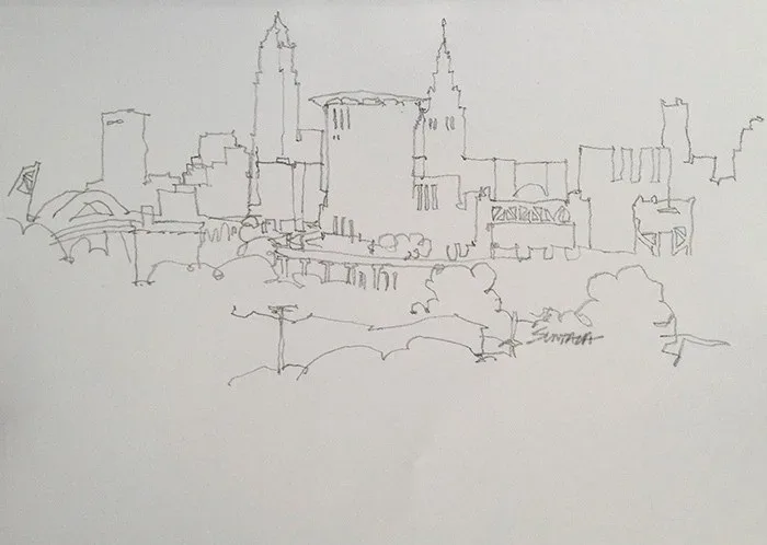 View From Lutheran Hospital 2, pencil on paper, 2013
