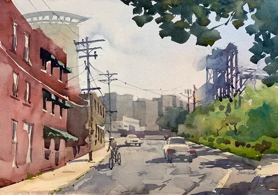 The view from Columbus and Carter Roads looking at the Carter Road bridge.