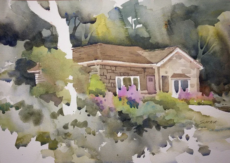 Watercolor of the home at Gardenview