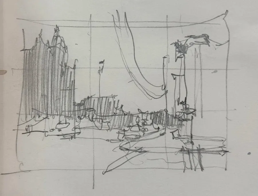 "idea sketch" thumbnail of scene