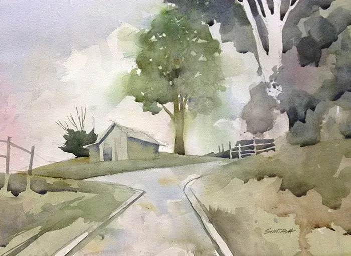 Backroads of Ohio, watercolor on paper, 2013