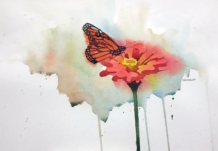 Monarch and Zinnia