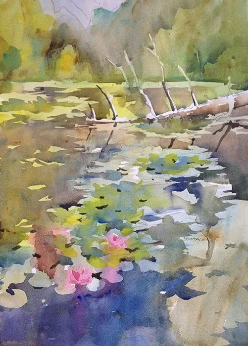 Gardenview Lilly Pond, watercolor on paper, 2013