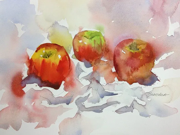 3 Apples, watercolor on paper, 2013