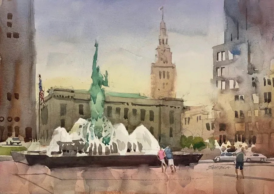 The War Memorial Fountain in Cleveland, OH