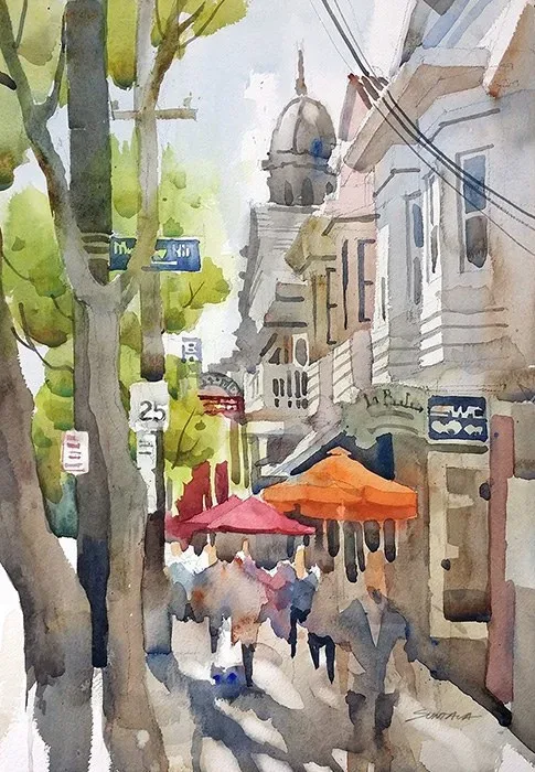 Mayfield Rd., watercolor on paper, 2015