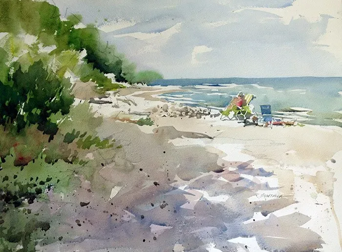 Plein Air Lake Erie, watercolor on paper, 2013