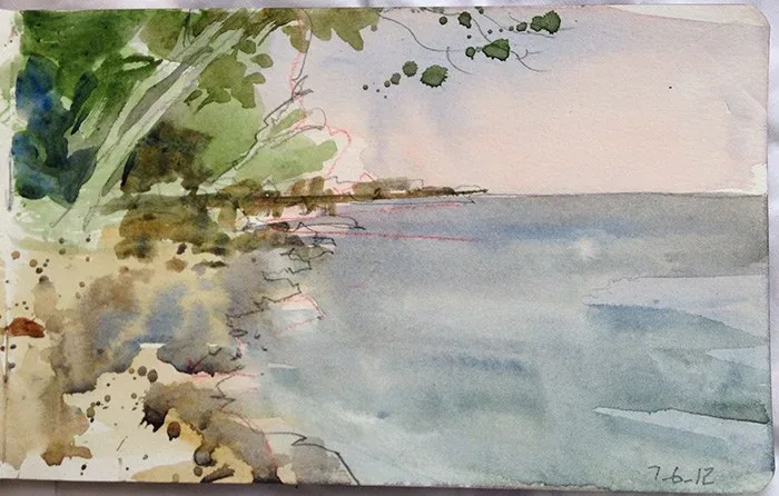 Lake Erie Beach, watercolor on paper, 2013