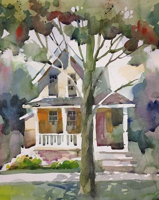 Midday in Ohio City, Cleveland, watercolor on paper, 2013