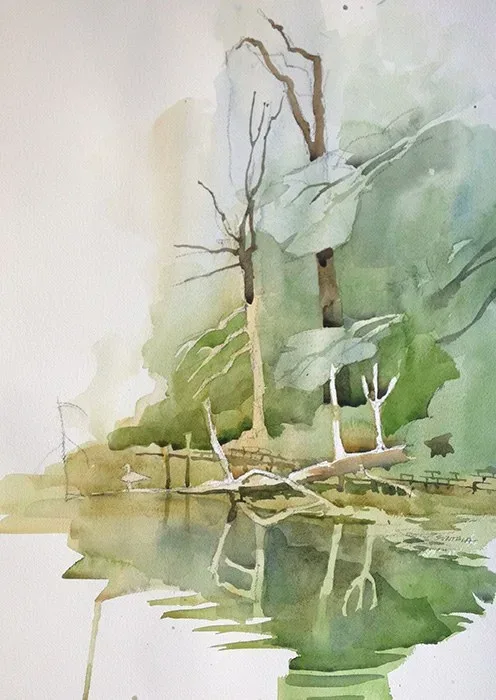 Gardenview Lily Pond, watercolor on paper, 2013