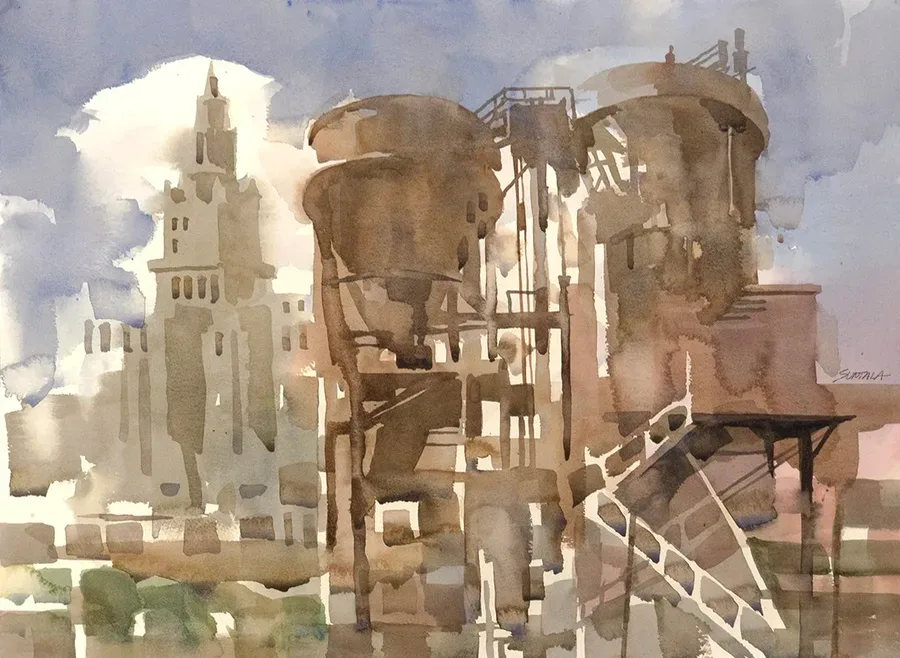 Coal Fired Steam Plant, watercolor on paper, 2018