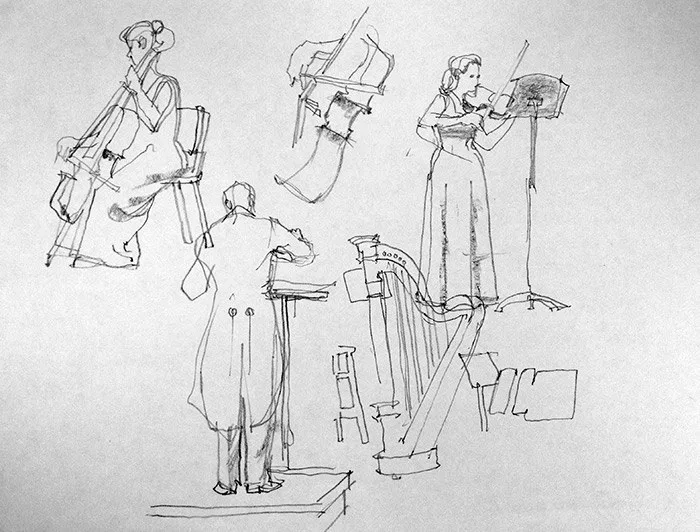 School Concert, pencil on paper, 2013