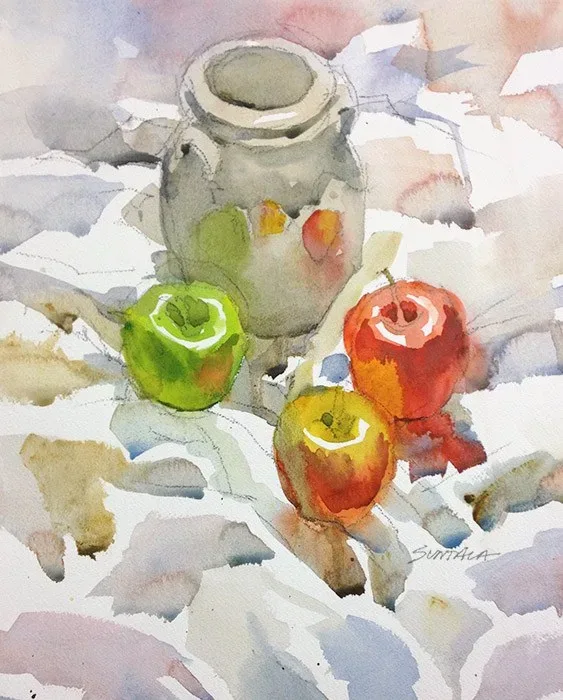 Still Life With Vase, watercolor on paper, 2013
