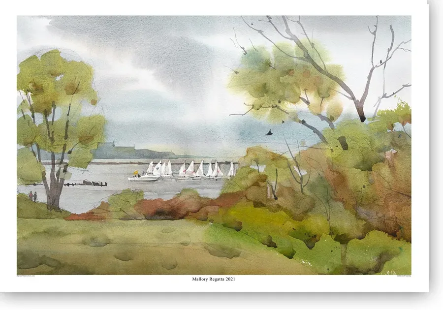 Print of Mallory Regatta watercolor painting.