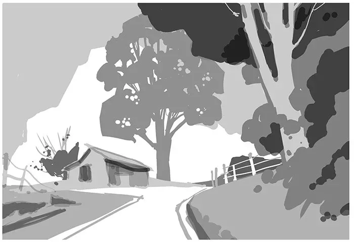 Backroads of Ohio Value Study, pencil on paper, 2013