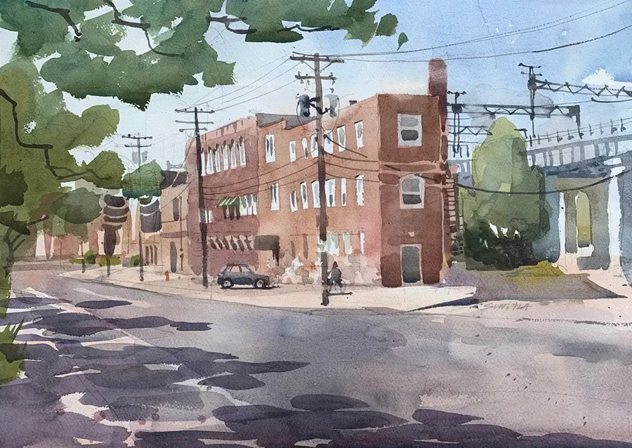 Columbus Rd. looking south from Center Street.