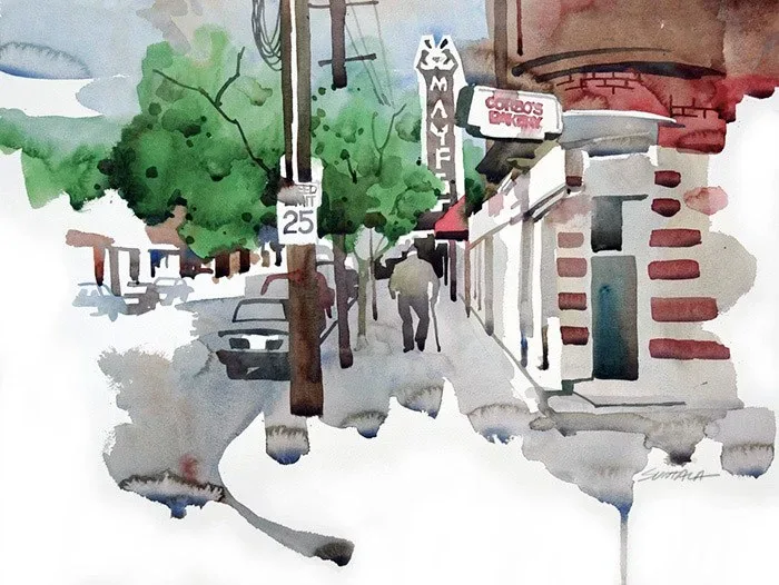 Murray Hill Road, watercolor on paper, 2013
