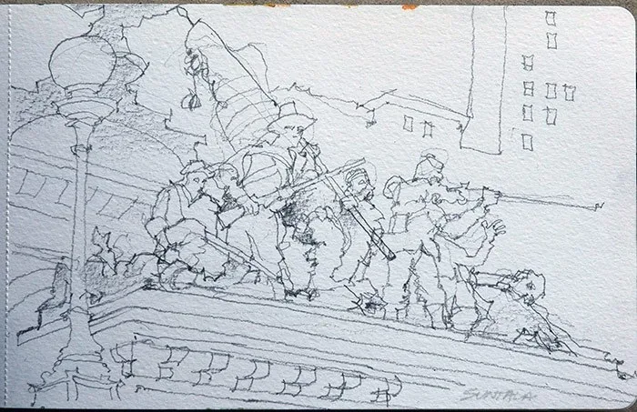 Soldiers and Sailors Monument, pencil on paper, 2013