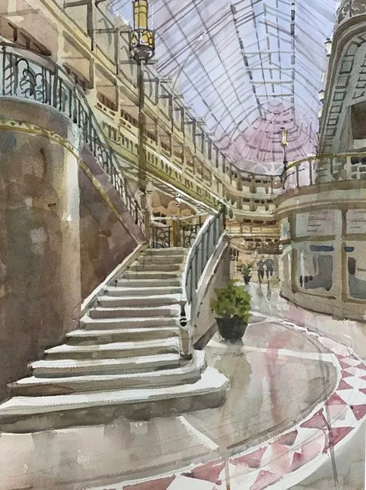 The Arcade 2, watercolor on paper, 2020