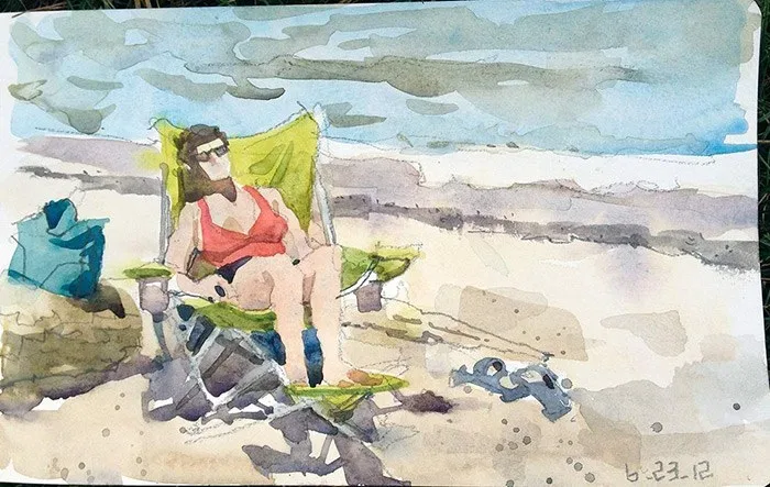 Lake Erie Beach, watercolor on paper, 2013
