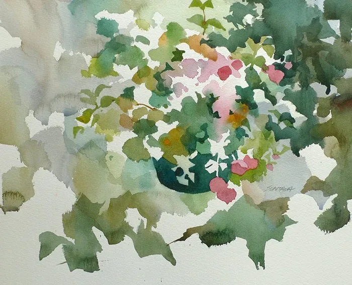 Study with Impatiens, watercolor on paper, 2013