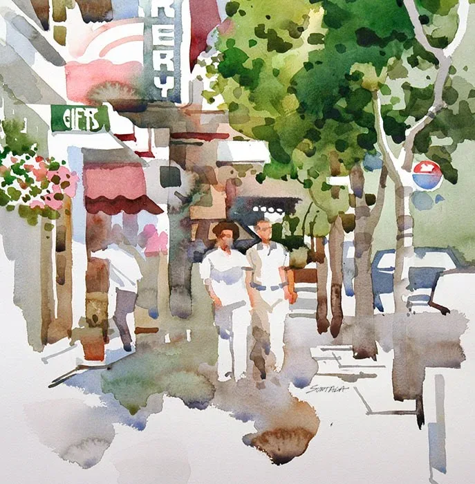 Watercolor of Mayfield Rd., Little Italy, Cleveland
