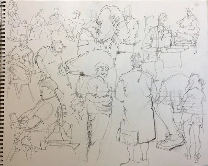 Dr. Sketchy Sketchers, pencil on paper, 2013