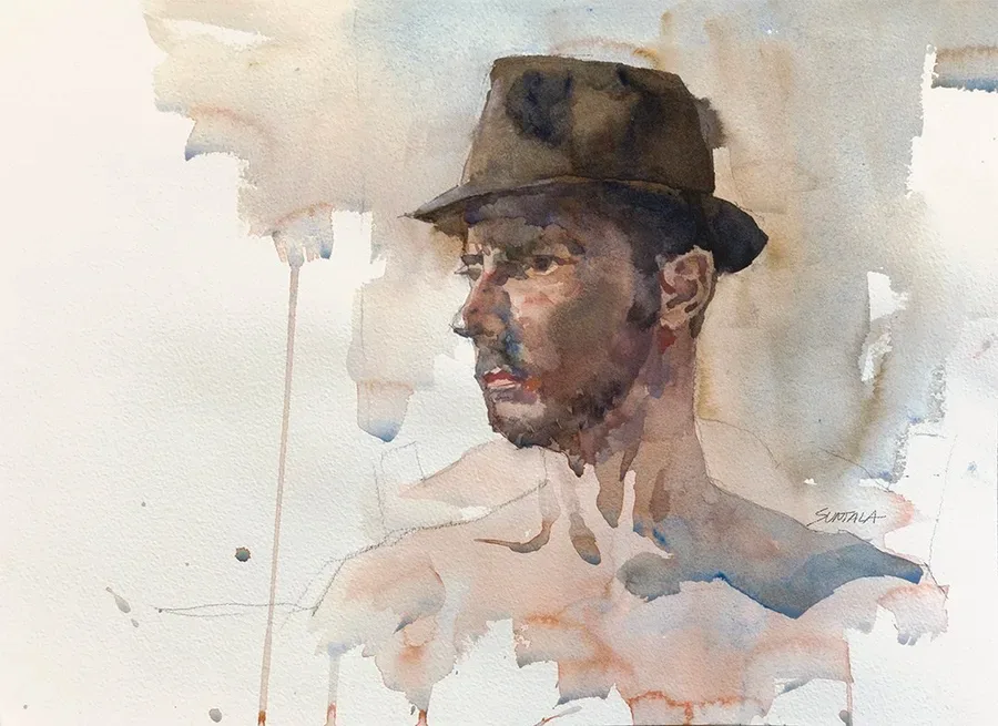 Model with hat