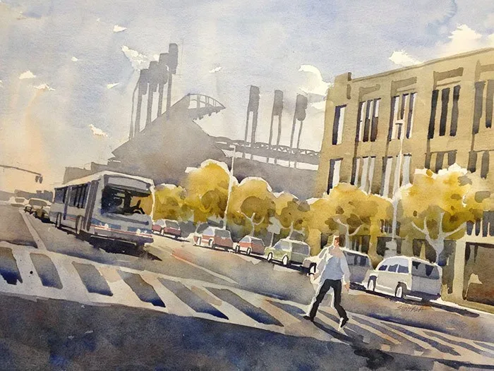 E. Ninth Street, watercolor on paper, 2013