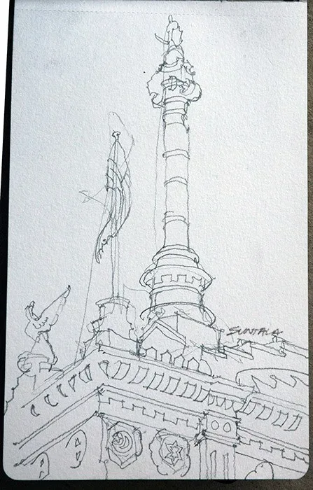 Soldiers and Sailors Monument 2, pencil on paper, 2013