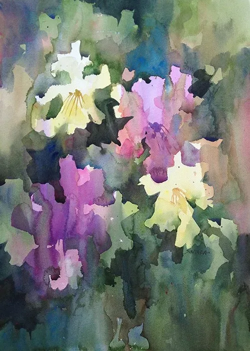 Lilly Abstraction, watercolor on paper, 2013