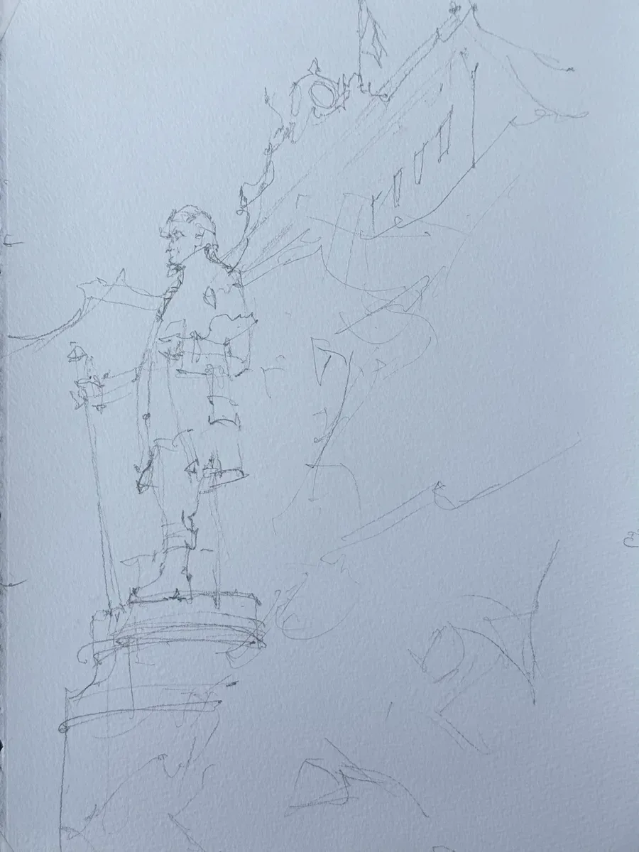 Pencil stage of the painting