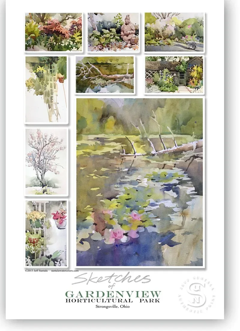 Sketches of Gardenview I 13x19 Print
