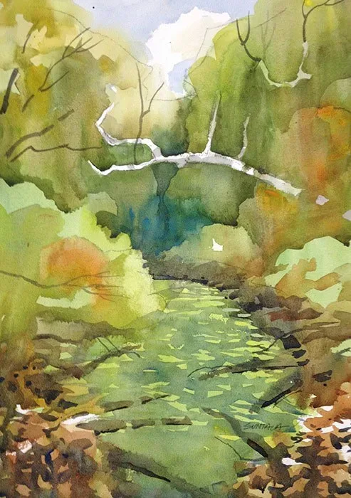 Backwaters of Strongsville, watercolor on paper, 2013