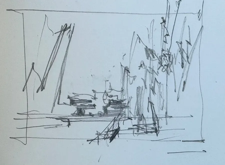 Thought sketch of painting.